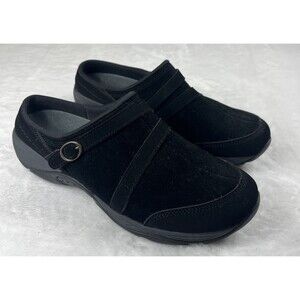 Easy Spirit Women's Seequinox Mule Clog Shoe Suede Leather Black Size 9.5 NEW